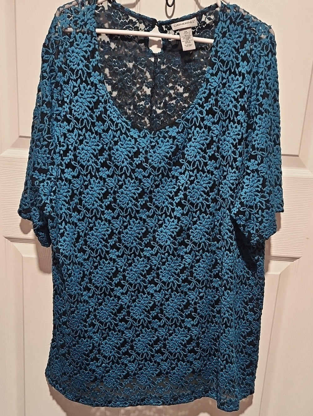 Catherines Teal Floral Short Sleeve Top